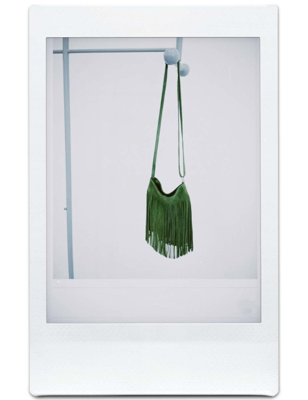 Green fringe bag